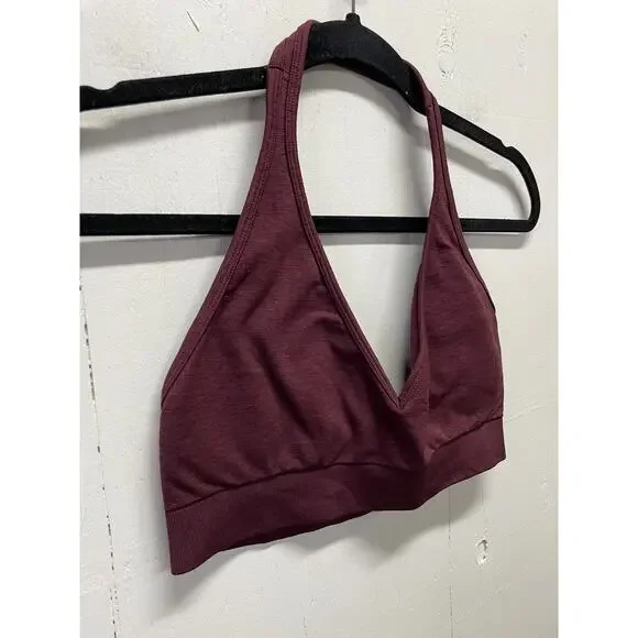Young LA Women's Padded Halter Sports Bra Medium Maroon Color Activewear - Picture 2 of 6